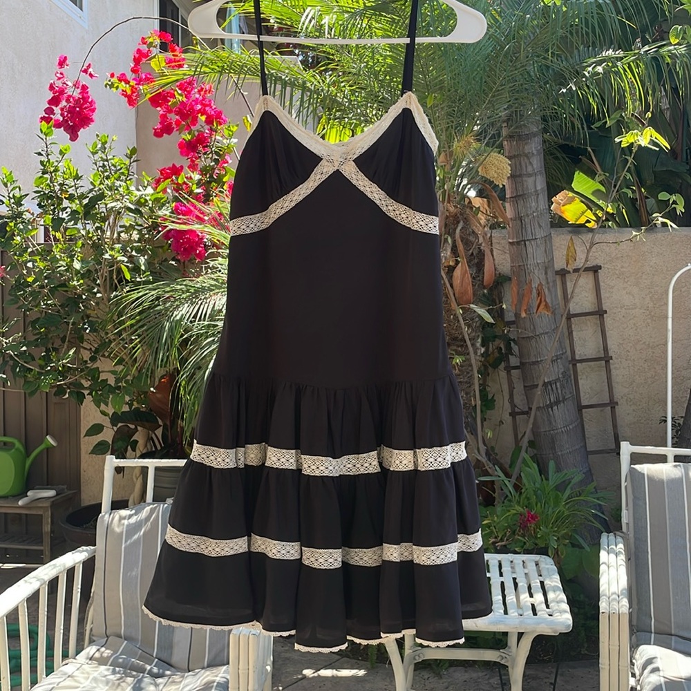 Needle and Thread | Black tiered cami mini dress